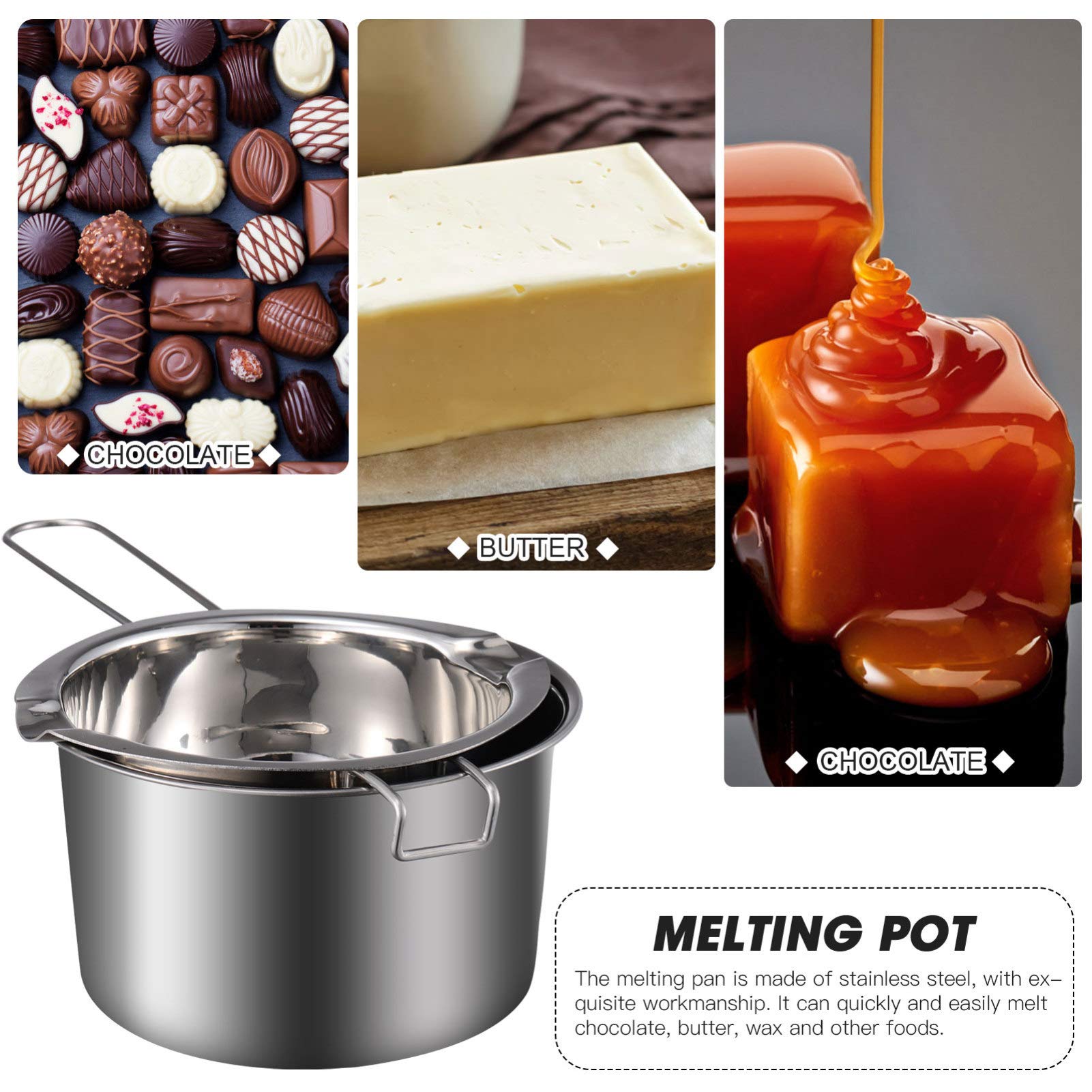 Milisten 1 Juego de Olla de Acero Inoxidable para Baño María para Derretir Velas de de Cera de Chocolate Que Hacen 400 Ml