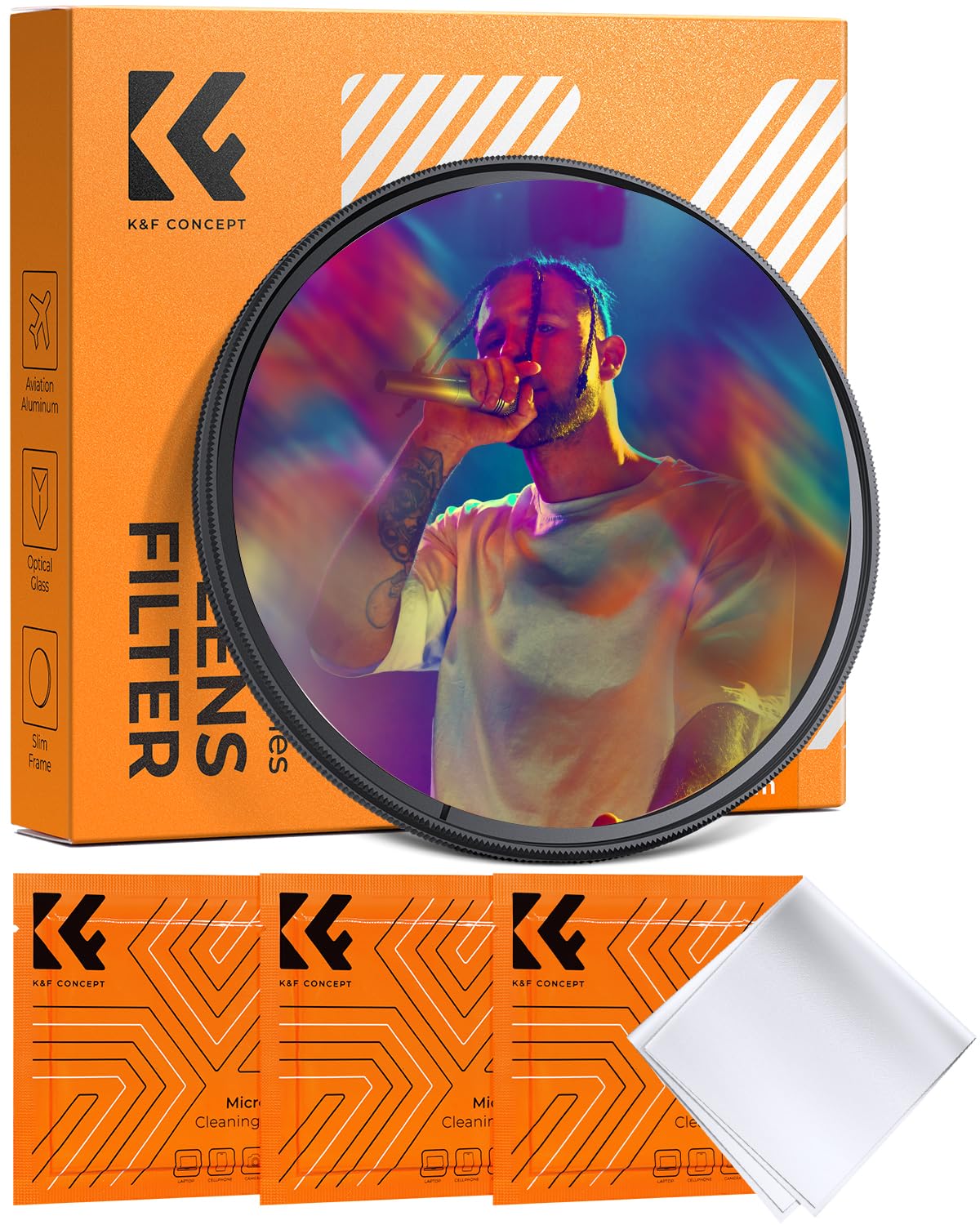 K&F CONCEPT Nano-Bacis 82mm Linear Medium Prism Bilateral Trailing Prism Filter, Filtro a Effetto Speciale in Vetro Ottico con 3 Panni per Pulizia