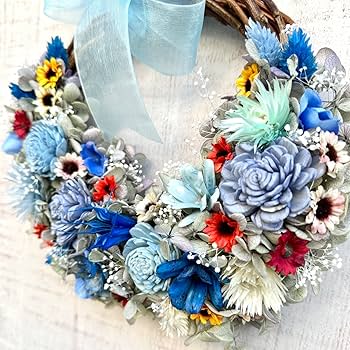 Amazon.co.jp: Lulu's ルルズ 三日月のフラワーリース ブルー