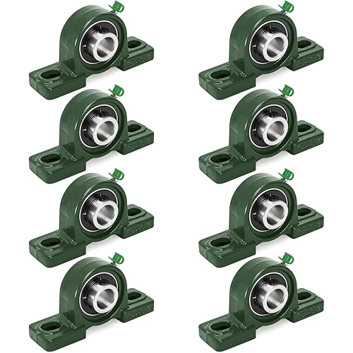 Hacaroa 8 Pack UCP204-12 Pillow Block Bearing, 3/4" Bore Pillow Block Mounted Ball Bearing, Chrome Steel Bearings, Soild Cast Iron Housing, Self Aligning