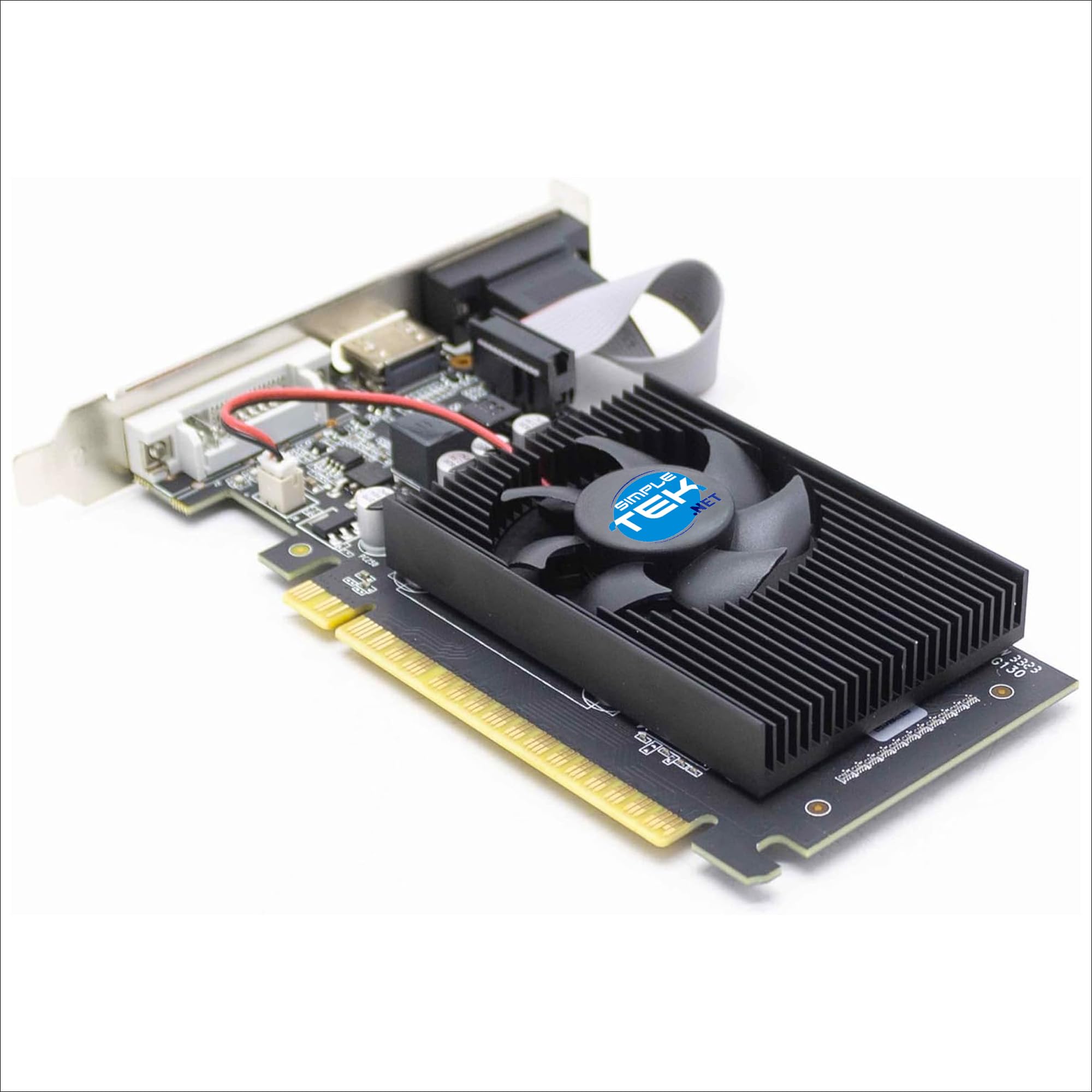 SIMPLETEK - Scheda Video LP GT610 2GB GDDR3 | Low Profile PCIe Per PC SFF - Doppia Staffa inclusa | HDMI DVI VGA