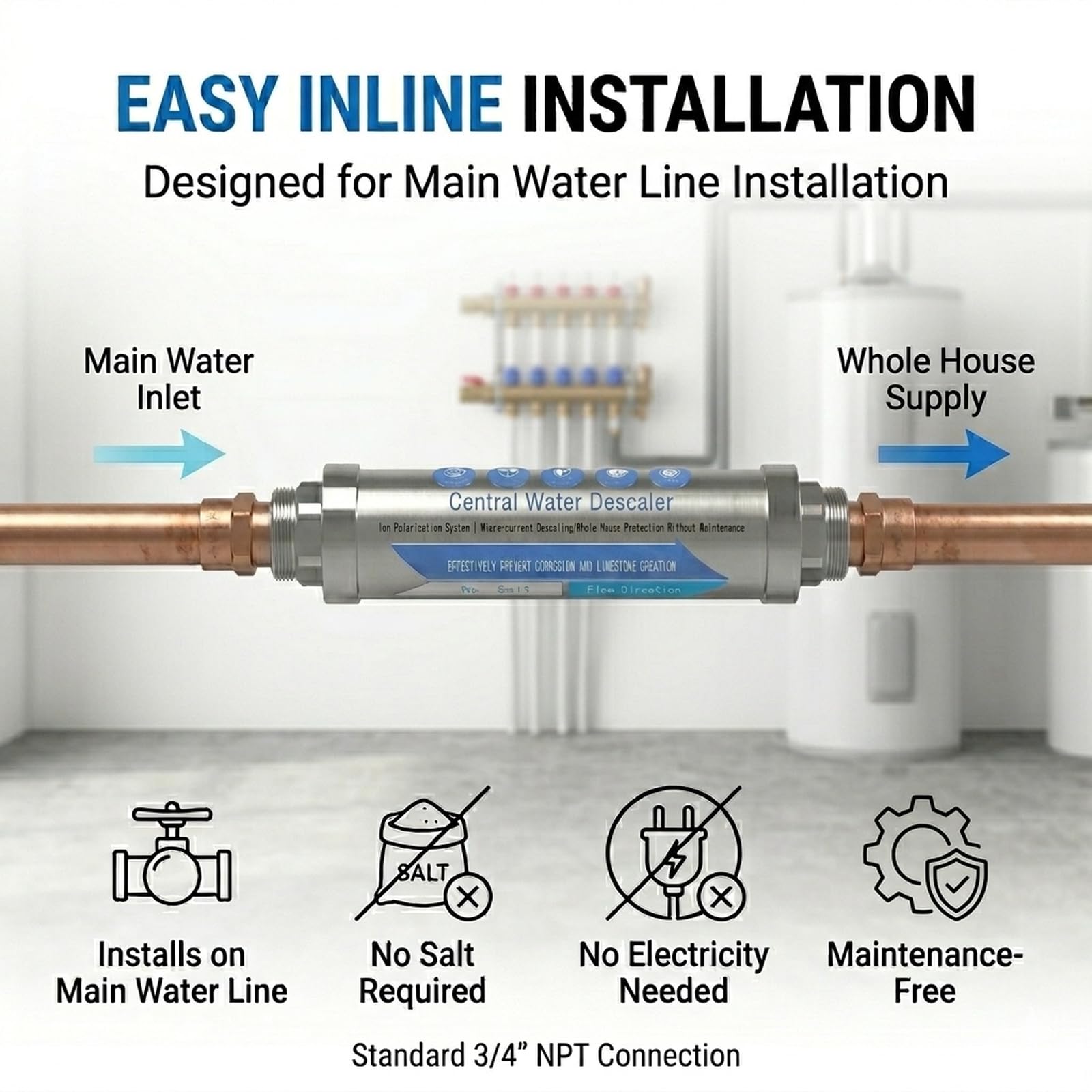 Whole House Water Descaler - Salt-Free Limescale Remover -2