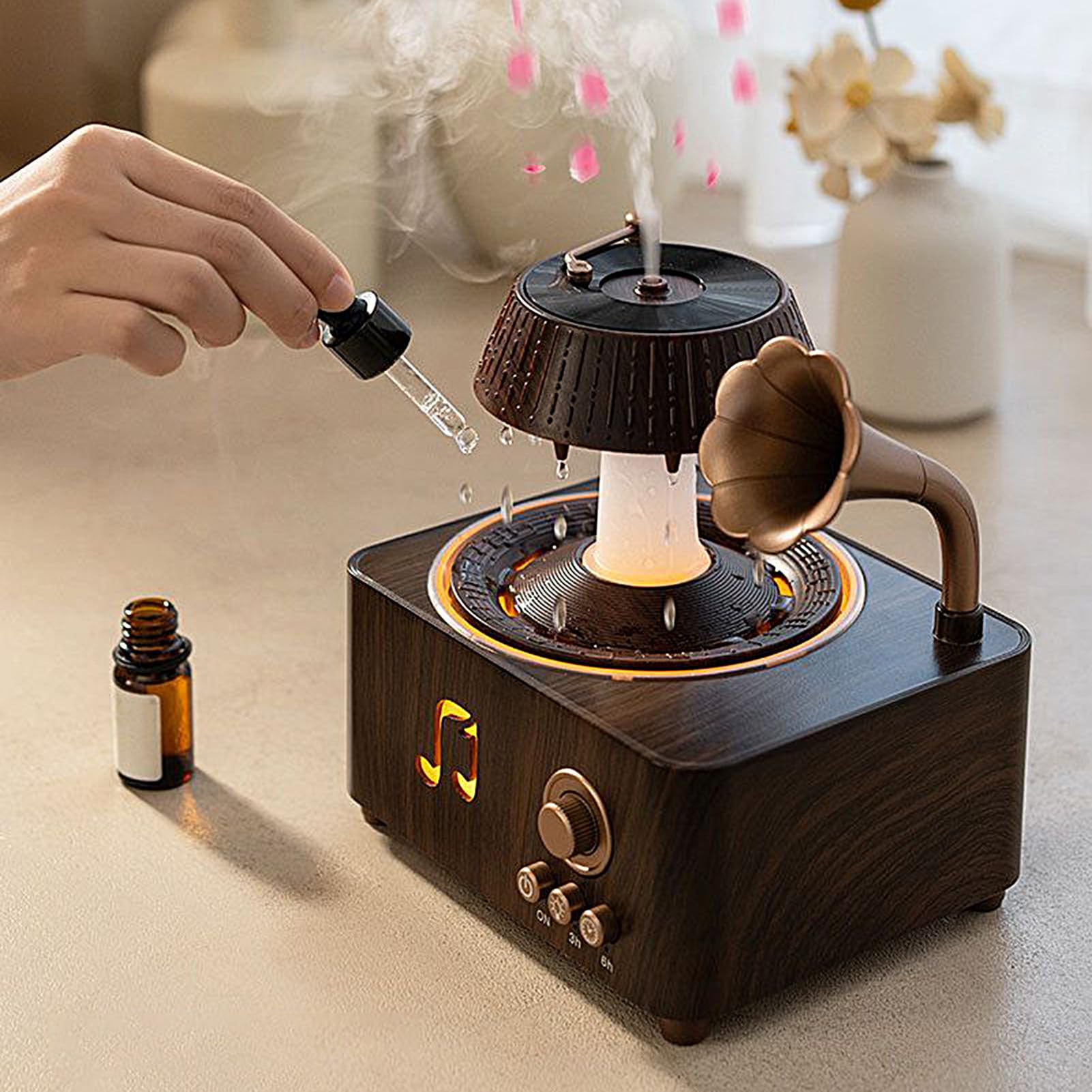 Humidificador De De Lluvia 250ml Ambientador Retro con Luz LED | Difusor De De Lluvia Con Apagado Automático Para Oficina Hogar Dormitorio Salón Relajación Coche Casa
