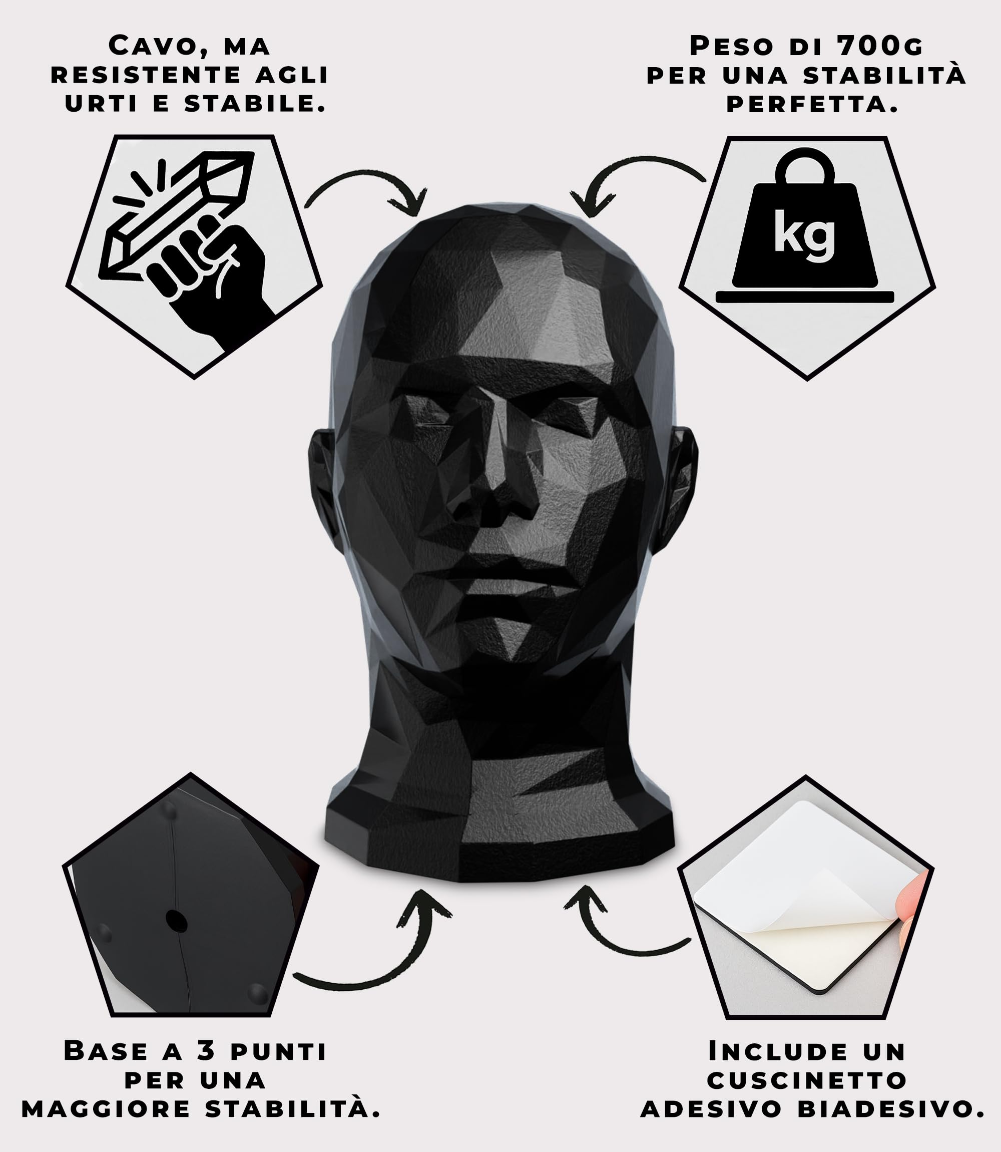 Testa manichino uomo espositore per cappelli caschi gioielli e accessori – supporto elegante per vetrine conservazione e decorazione ideale per negozi o casa
