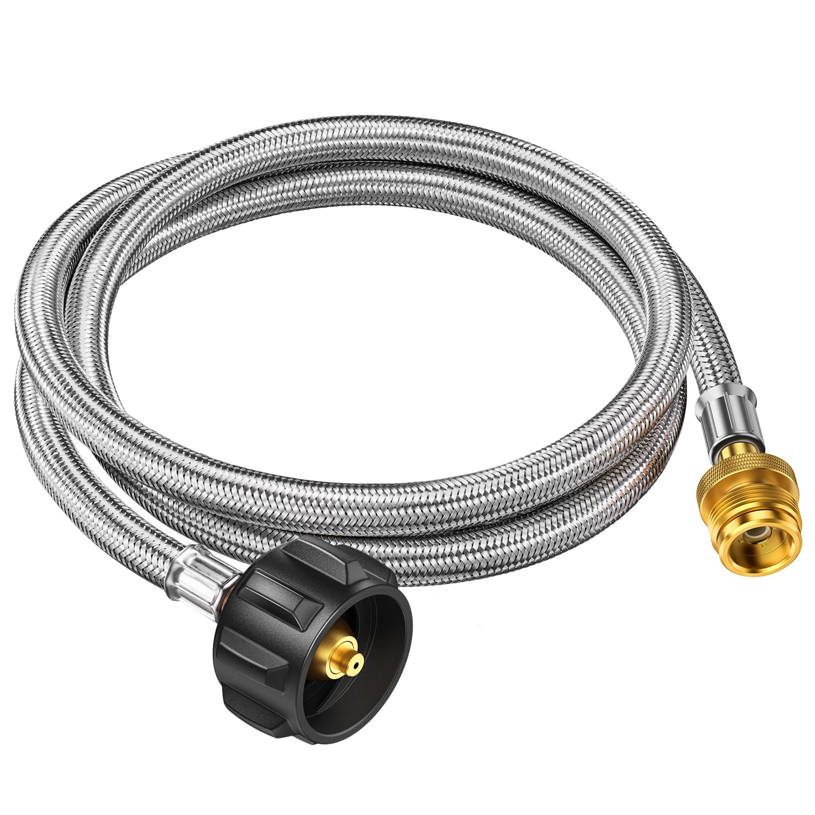 5ft Propane Hose Adapter 1lb to 20lb Converter for 5 lb to 40 lb Tanks, Anti-bite LP Tank Gas Hose for Weber Q Travel Grill/17”&22”Blackstone Griddle/Coleman Camping Stove/Mr Buddy Heater