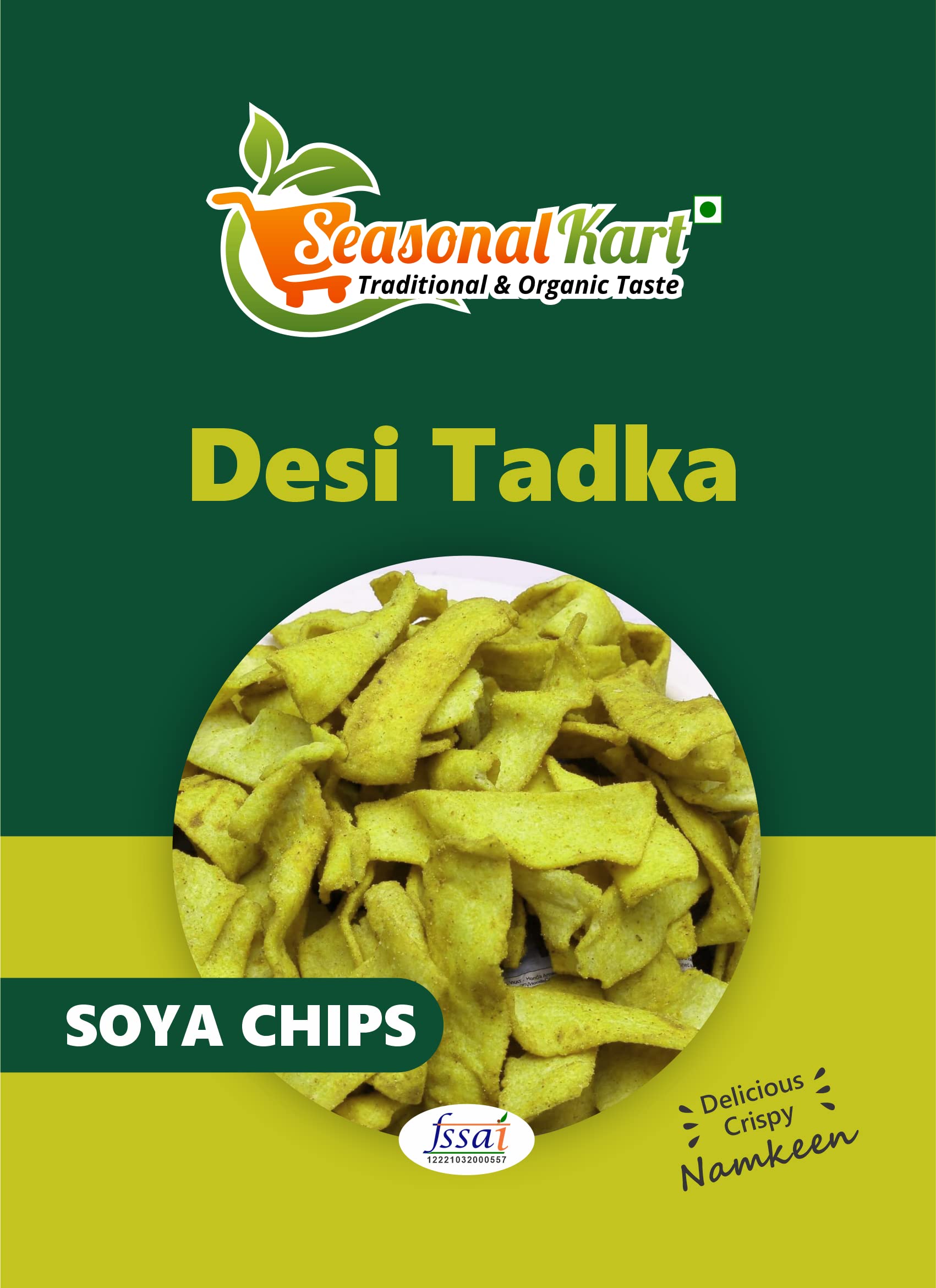 Seasonal Kart Desi Tadka Soya Chips Pudina Flavouring I Crunchy Cracker, 100% Vegan I Low Calorie (400 Grams) - Image 2 thumbnail