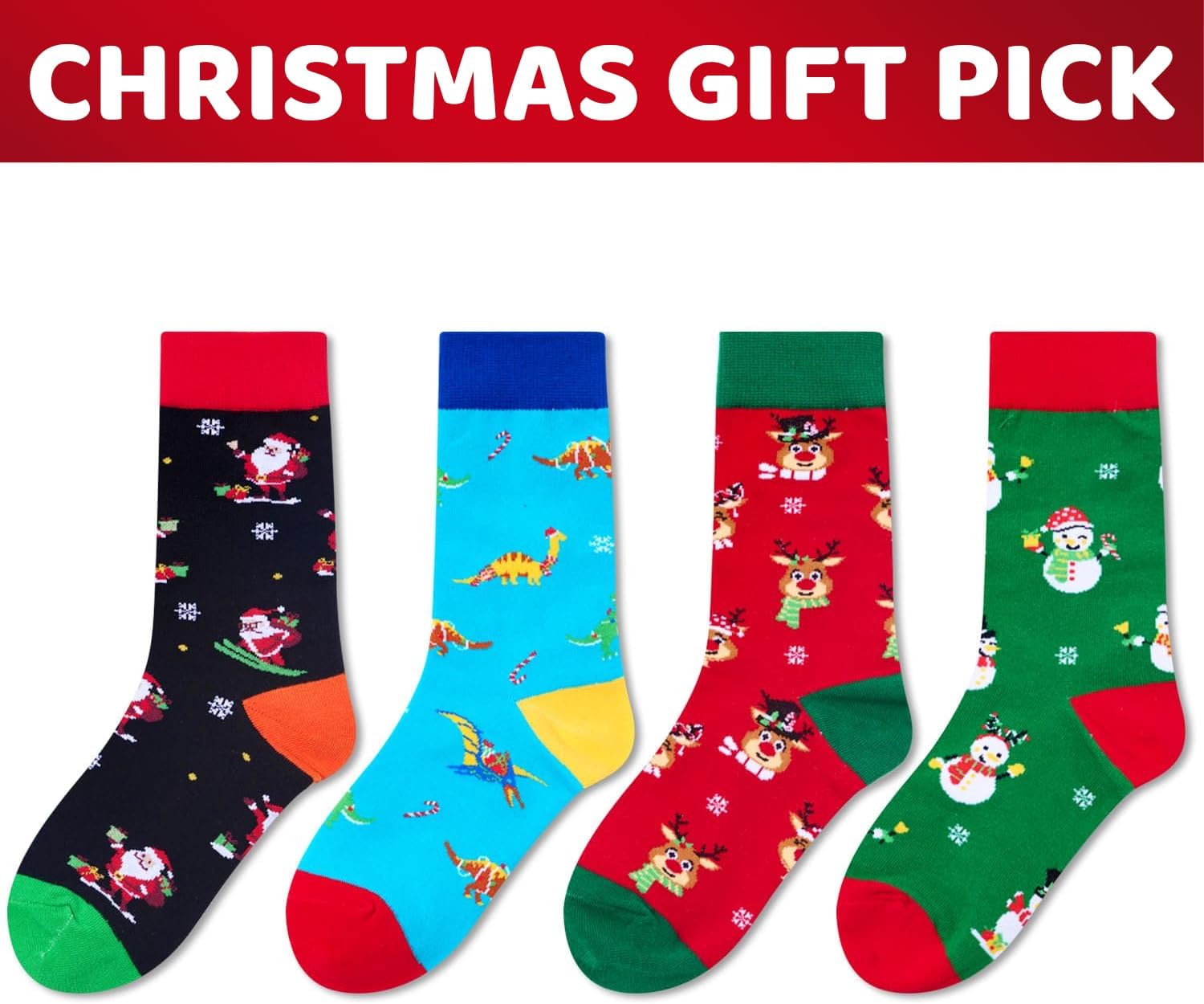 HAPPYPOP Christmas Socks for Kids - Unisex Xmas Sock Gift Ideas for Teen Girls Boys 4 Pack - Image 3
