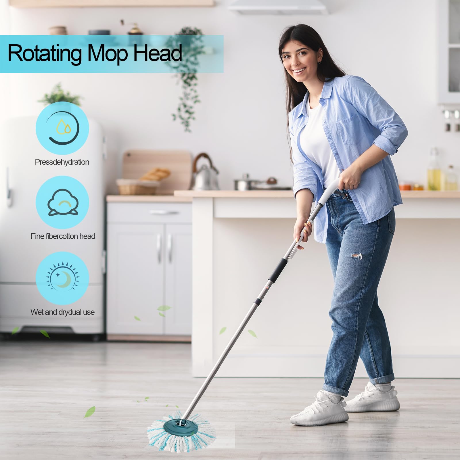 Sprifityy 4 Piezas para Leifheit Clean Twist Disc Mop Ergo Kit, Cabezal de Repuesto de fregona Reutilizable, fácil de reemplazar, Altamente Absorbente, para Todo Tipo de Suelos