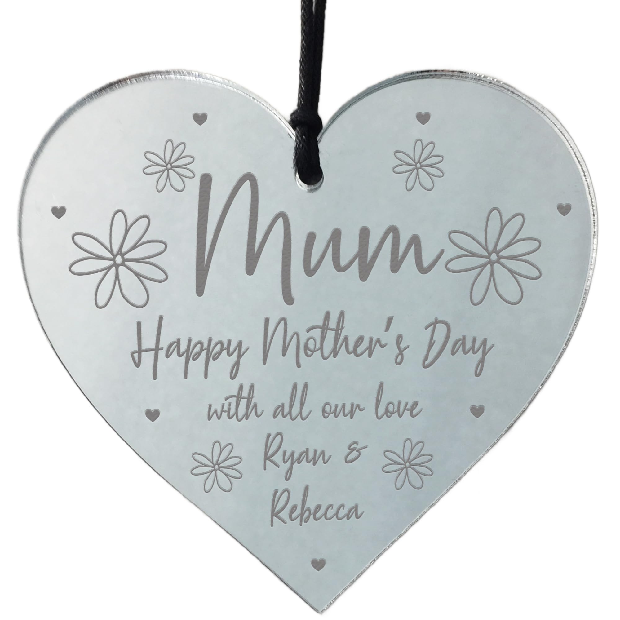 RED OCEAN Personalised for Mum Hanging Engraved Heart Thank You Love Gift