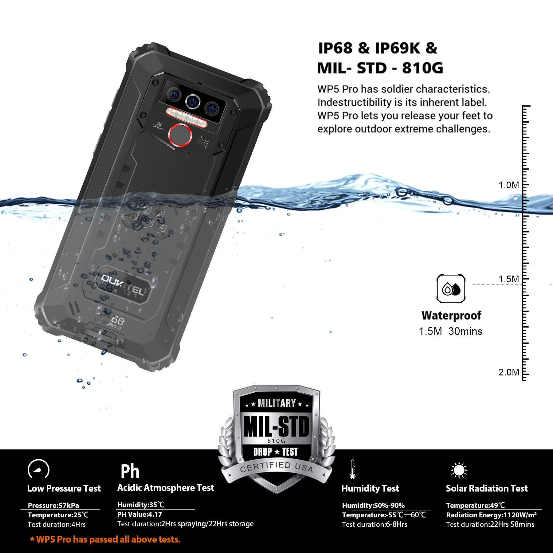 OUKITEL WP5 Pro Rugged Cell Phones, 4GB + 64GB Unlocked Smartphone