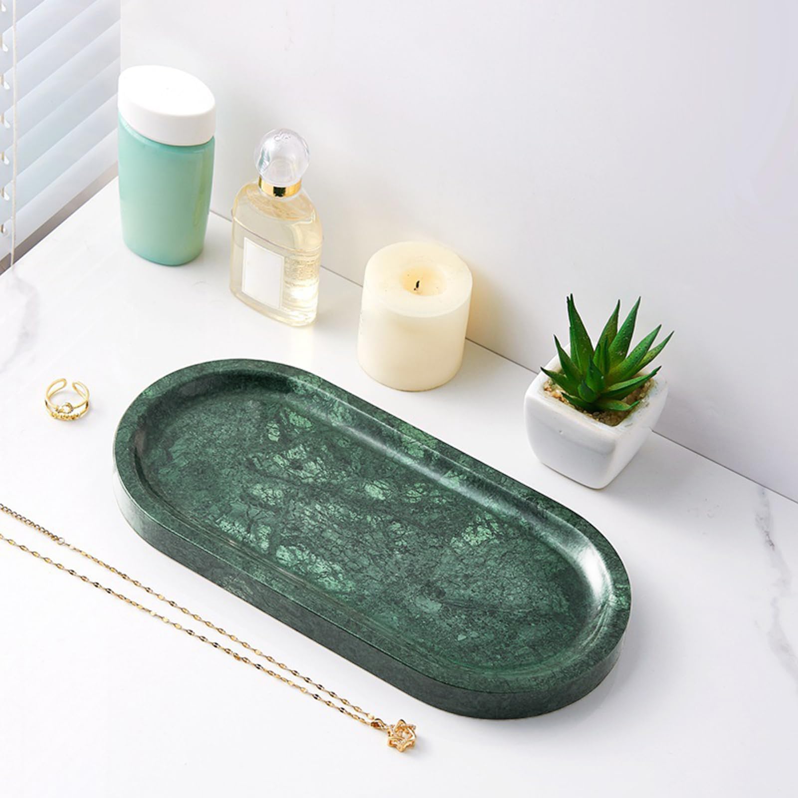 Bandeja decorativa de mármol hecha a mano de alta calidad, perfecta para almacenar joyas y pequeños organizadores de almacenamiento esenciales de baño, bandeja de tocador de mármol hecha a mano para