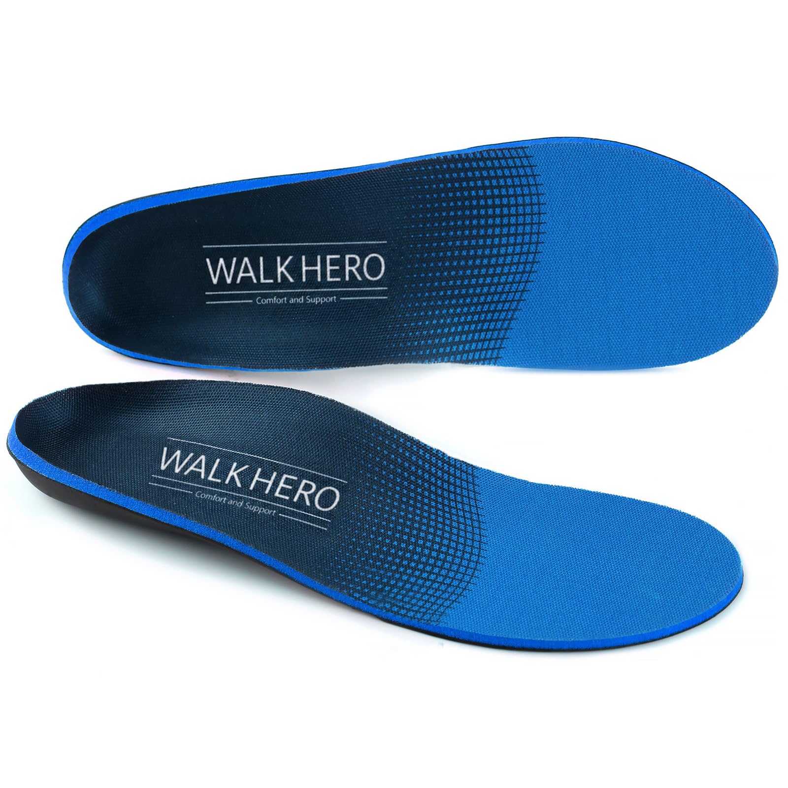 WalkHero Plantar Fasciitis Insoles, Arch Support Inserts for Pain Relief | Orthotics Inserts for Flat Feet, Relieve Foot Fatigue, Standing All Day Work Boot Insole (Mens 8-8 1/2 | Womens 10-10 1/2)