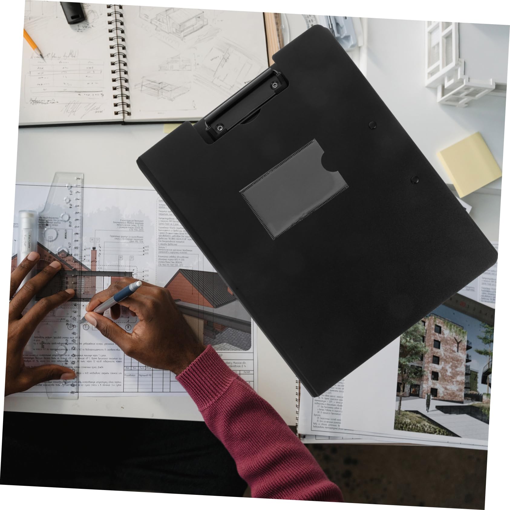 Uonlytech 6 Pezzi Portablocco Pieghevole A4 in Plastica con Doppie Clip Metalliche, e Leggero, per Ufficio e Aula