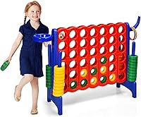 Vista 20 de HONEY JOY Juego gigante gigante de 4 a puntuación, 3 en 1 para interiores y exteriores, juego de patio familiar con aro de baloncesto y lanzamiento