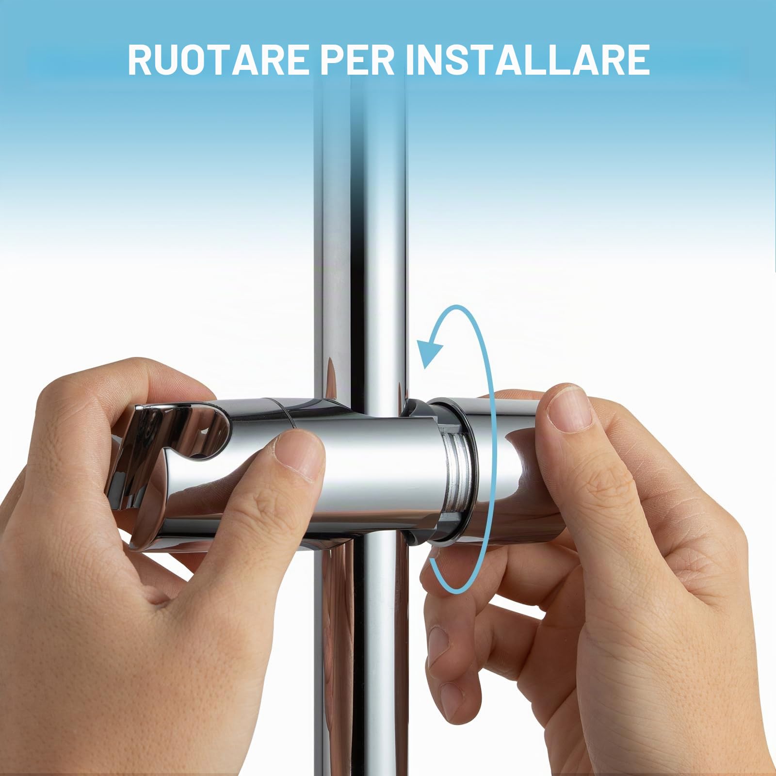 OFFO Supporto Soffione Doccia,19-25 mm Supporto Doccetta con Gancio regolabile, porta doccino per doccia, Cromo