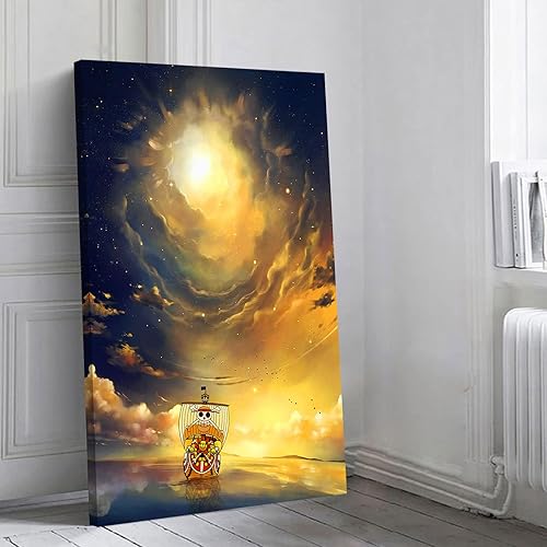 Miniatura 3 de Póster de anime de Thousand Sunny HD Print - Lienzo decorativo para sala de estar, dormitorio, oficina, 12 x 16.5 pulgadas, con marco