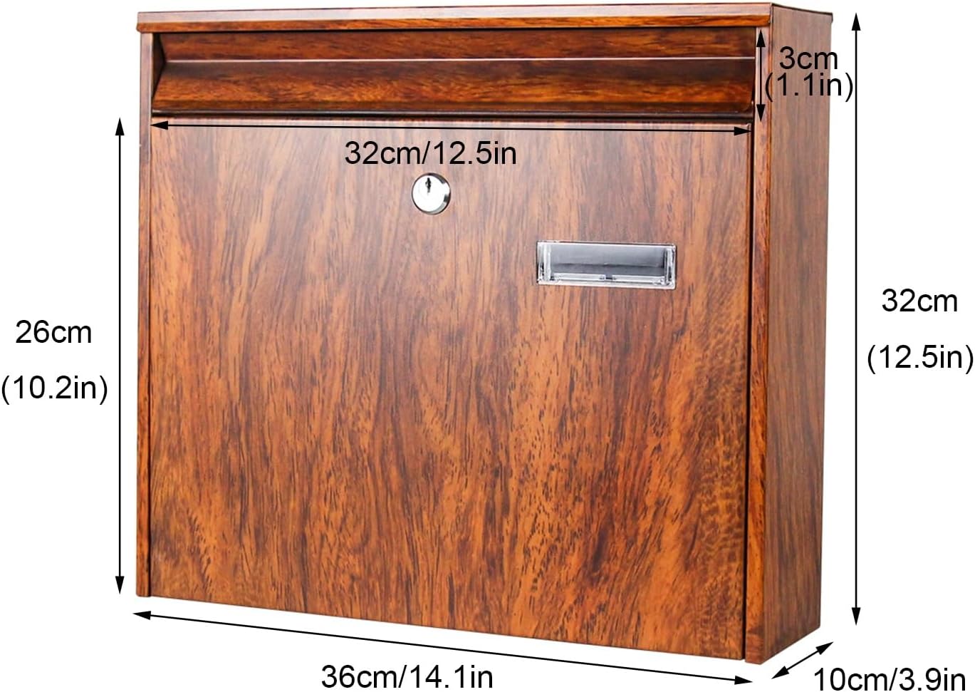 Wall Mount Mailbox, Weatherproof Mailboxes for Outside, Locking Mailbox with Key Lock Outdoor, Made from Galvanized Metal, Hanging Secure Postbox(White)