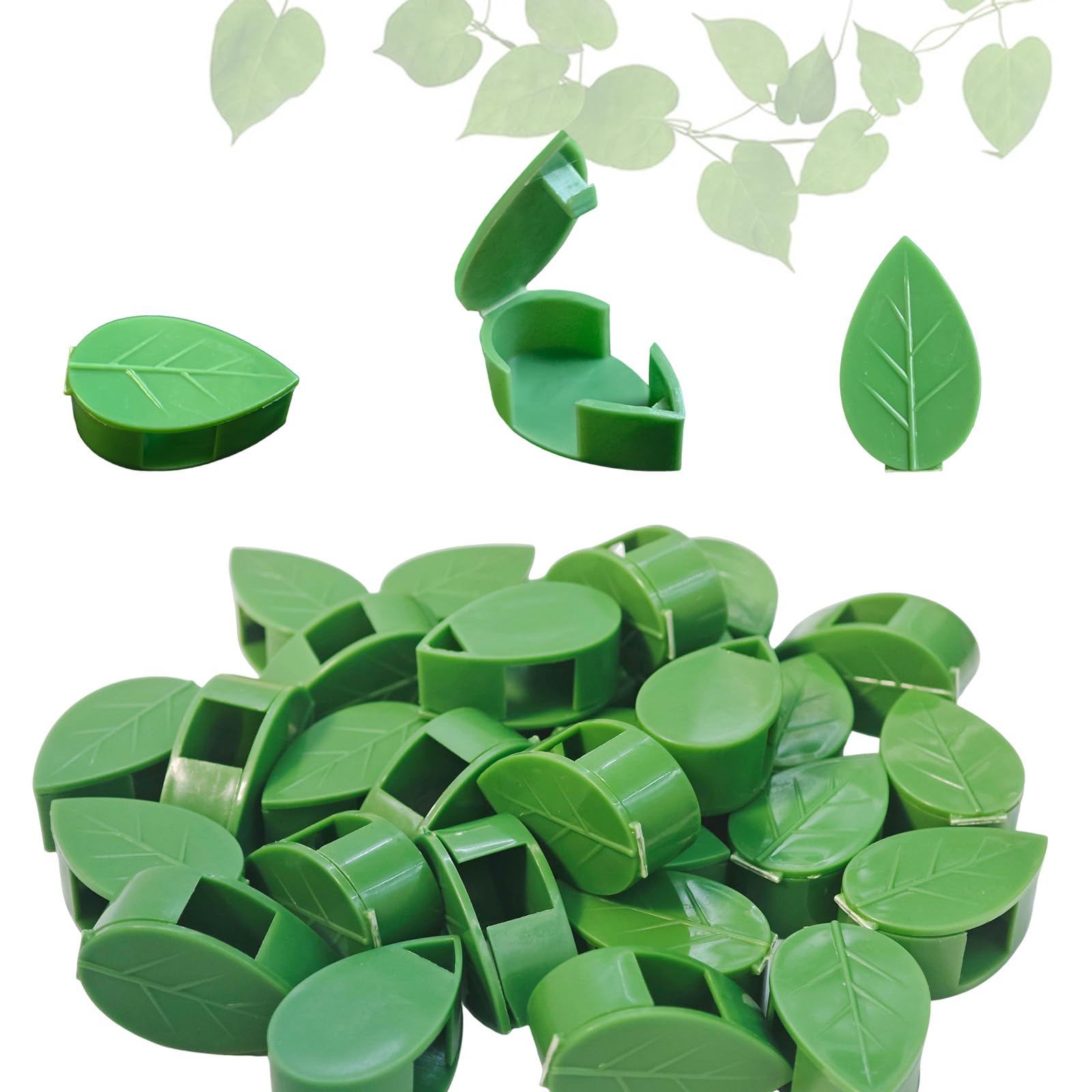 60 Pcs Plant Climbing Wall Fixture Clips,Leaf Shaped Holder,Leaf Fixer Invisible,Self-Adhesive Hook Plant Vine Traction Clips,Plant Wall Clips for