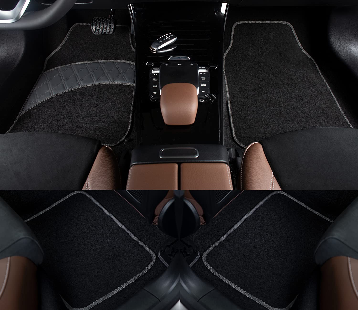 YUHUA CAR ACCESSORIES COLINOO 4-Piece Deluxe pet-Floor Mat Set Waterproof Universal Fit Floor Mats Protection with Rubber Lining, Suitable for All Vehicles Gray