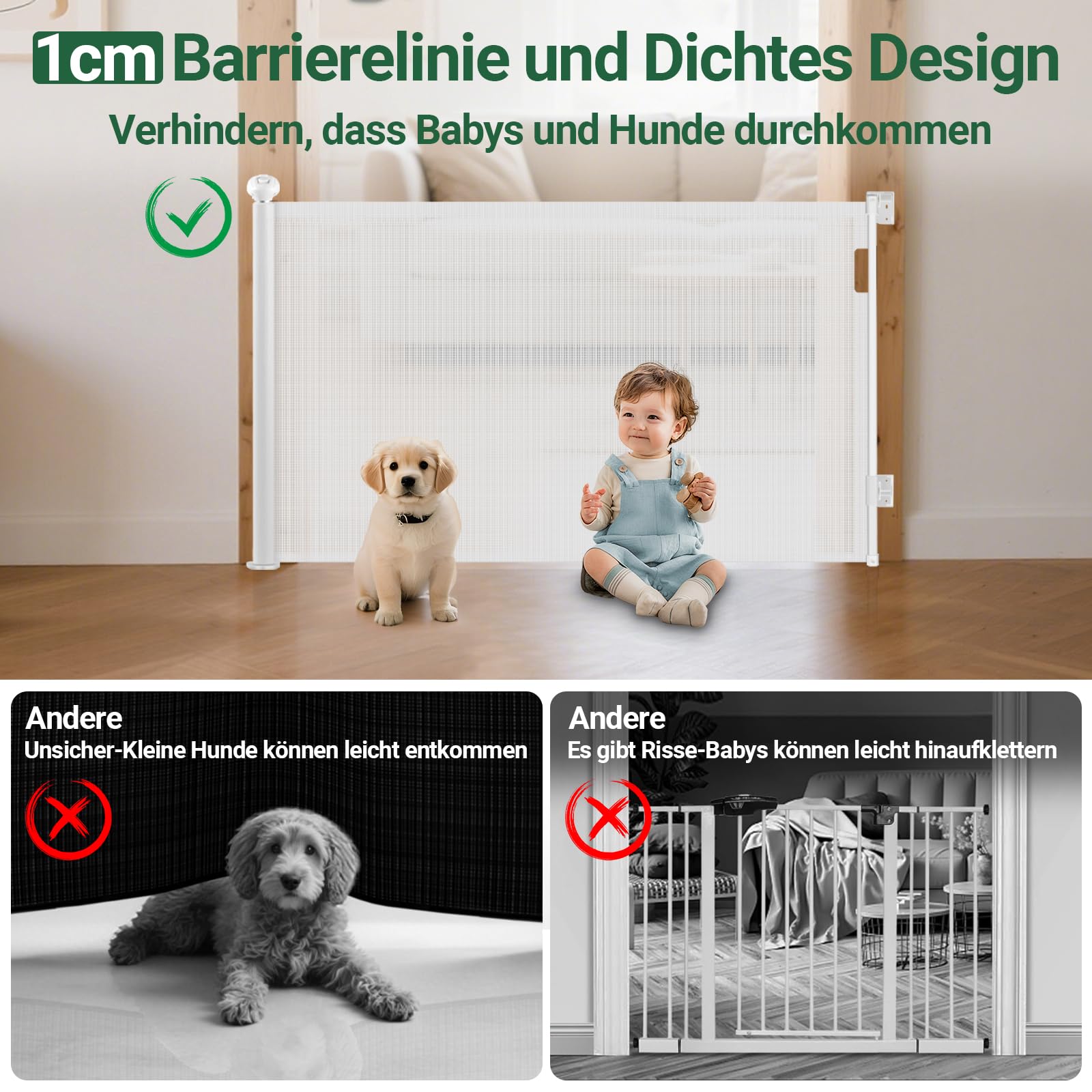 Ycozy Cancelletto Sicurezza per Bambini 0-300cm Estensibile Cancelletto Scale da Interno, Bisogno Perforazione, Barriera per Cani Porte, Esterno SG018