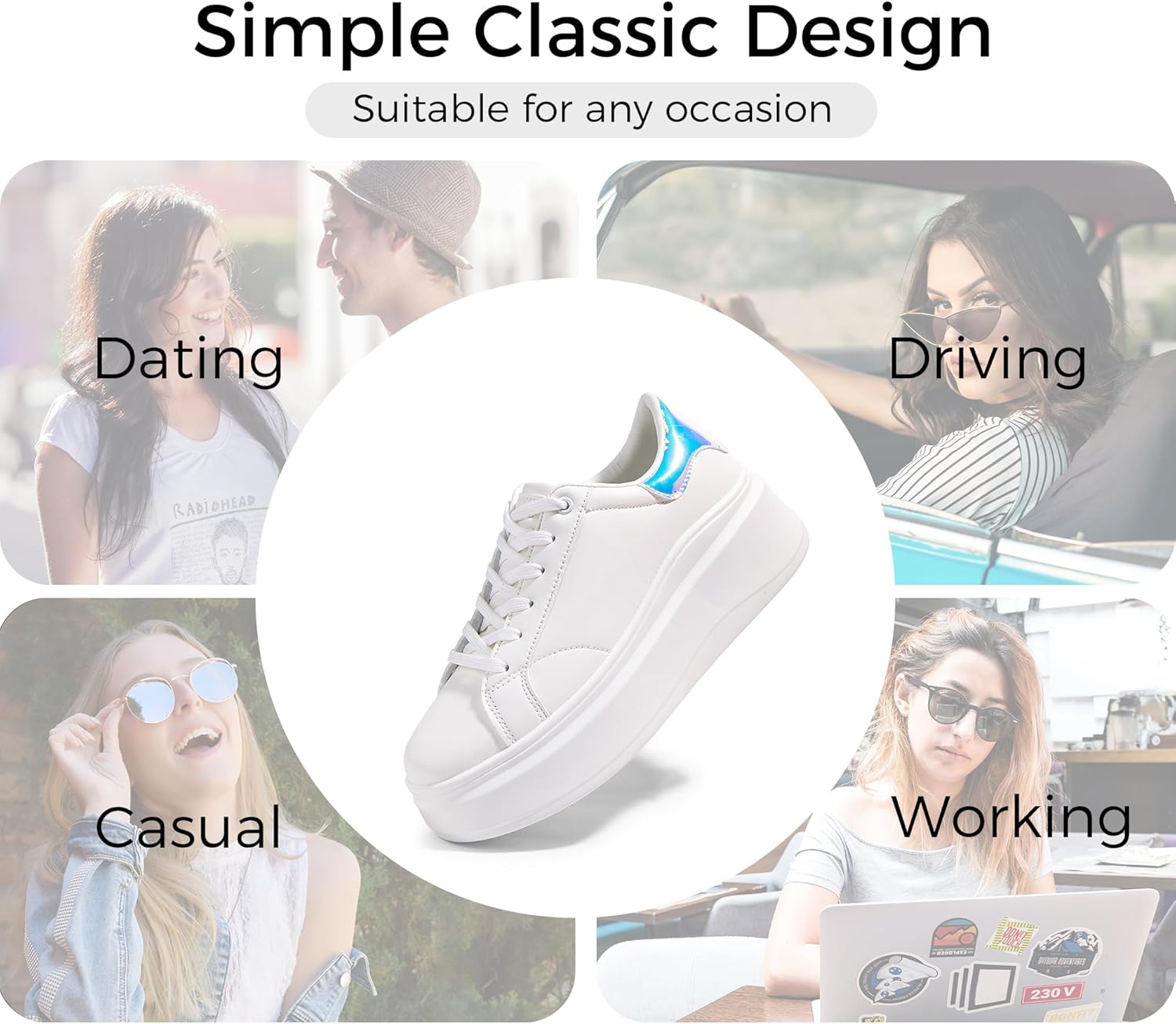 LUCKY STEP Women's Platform Fashion Sneakers Faux Leather Classic Tennis Shoes Low Top Casual Walking Shoes - Image 3