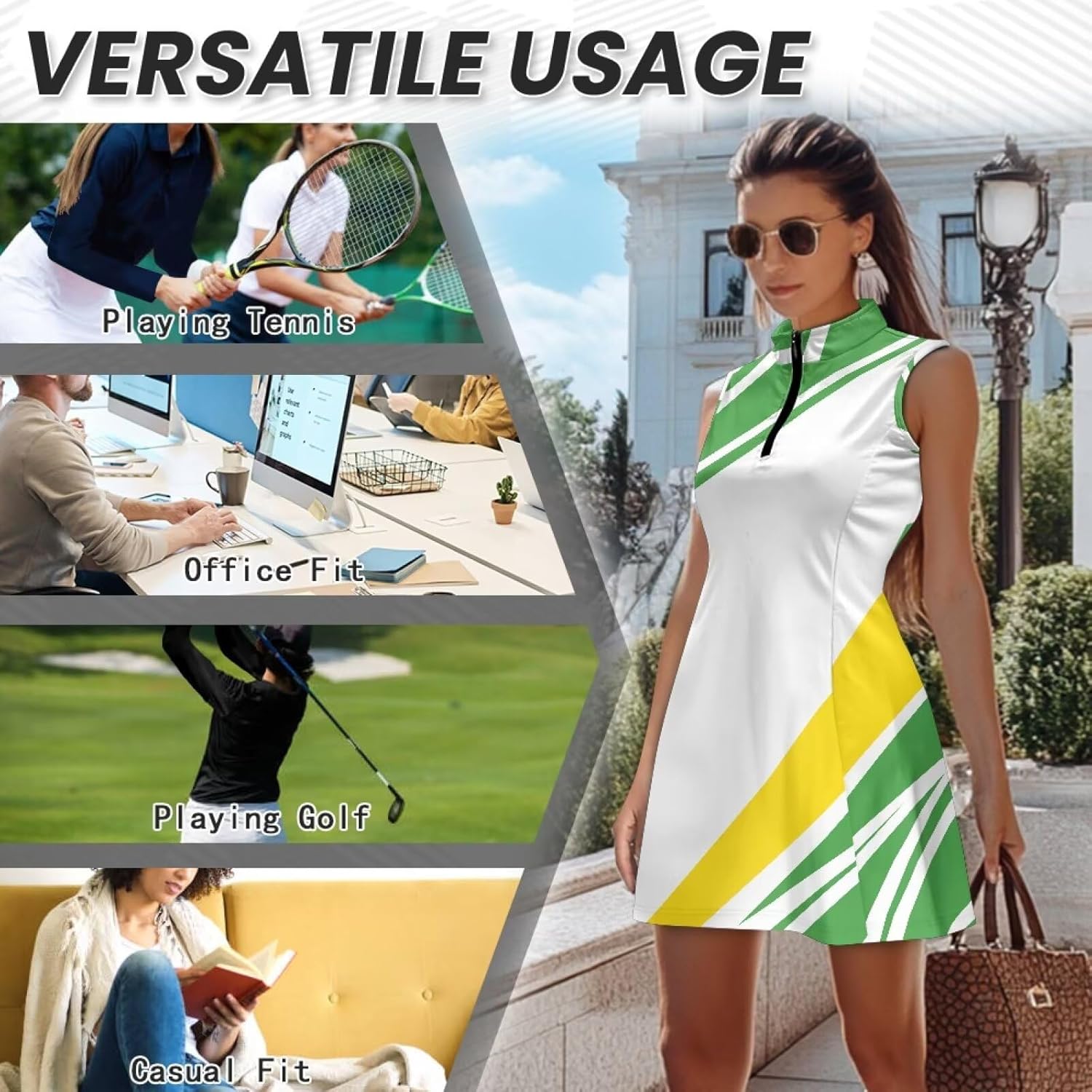 Sleeveless Golf Dress for Women Half Zip Polo Dress Suitable for Golf Tennis Pickleball Padel Courses Athletic Wear