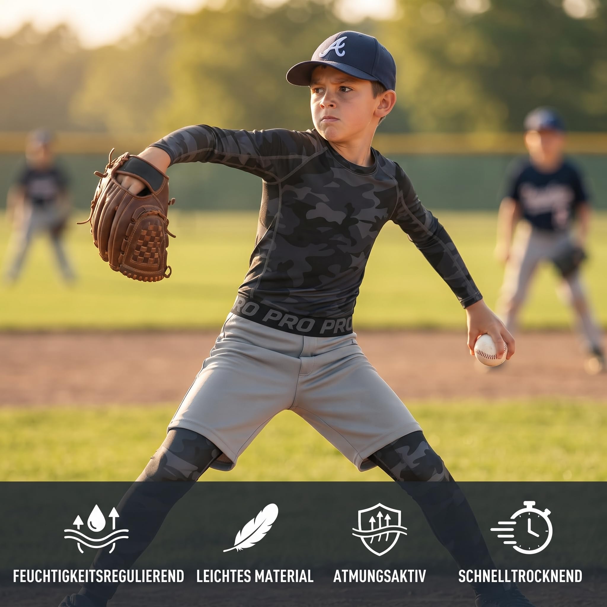 Set intimo termico per bambini per Jungen Langarm Baselayer Top e Long Johs