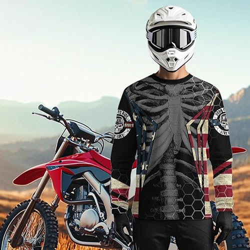 Miniatura 10 de Camiseta de carreras personalizada UPF30+ Cool Bone - Camisa de motocross para motocicleta todoterreno para jóvenes y adultos
