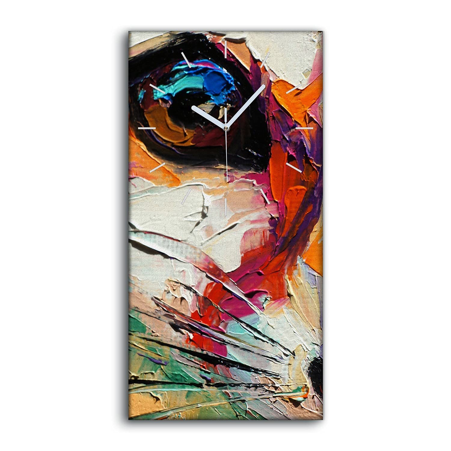 Horloge sur Toile Fox Multicolore 30x60cm Décoration Salon Chausse