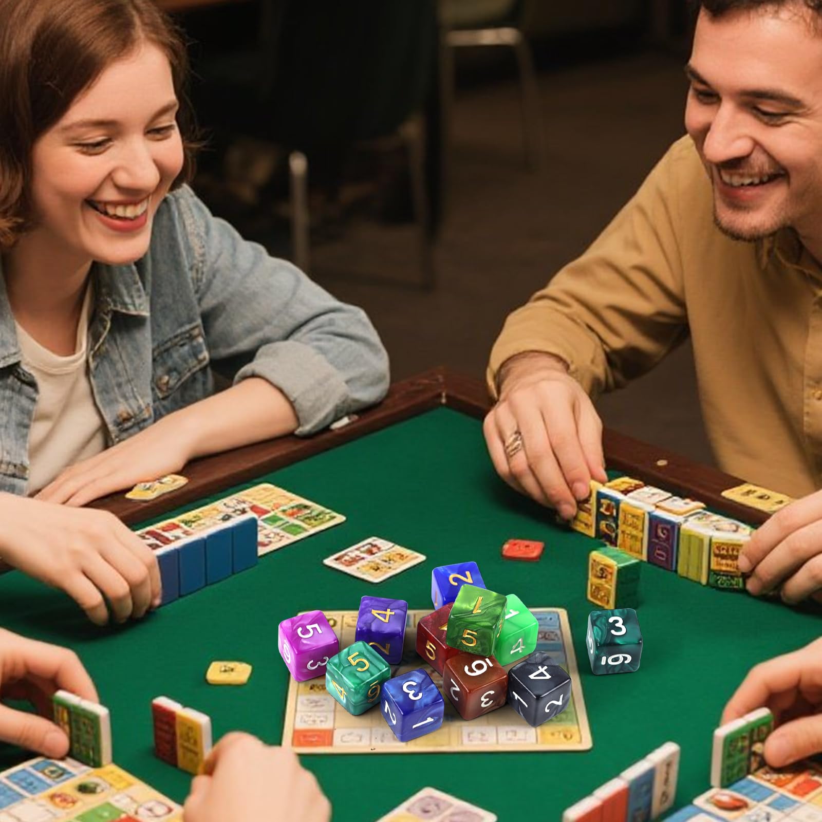 Zestaw wielościennych kostek, 6-stronne, kolorowe kostki, 40 sztuk wielościennych kostek, zestaw kostek D6 do gry w lochy i smoki, Pathfinder DND, RPG, MTG, gry stołowe, gra planszowa (D6)