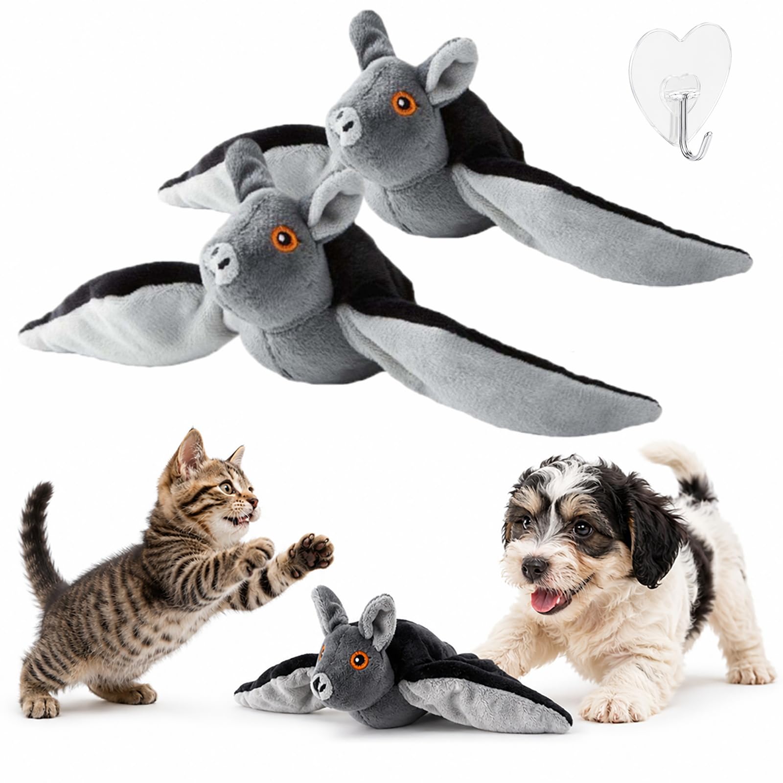 Generico Flapping Bat Dog Toy for Large Dogs，2pcs | Flying Bat Toy, Hanging & Ground Play Flying Dog Toy with Flapping Wings for Chase & Boredom Relief