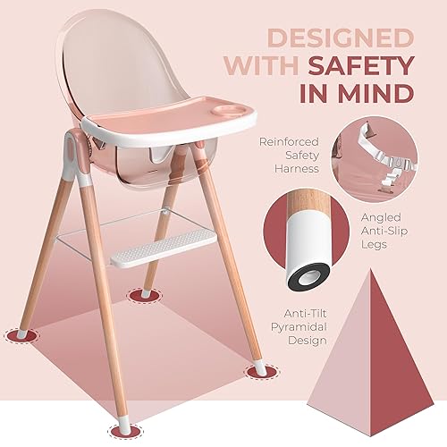 Miniatura 3 de Children of Design Trona alta de lujo 6 en 1 para bebés y niños pequeños silla alta moderna segura y compacta fácil de limpiar bandeja extraíble