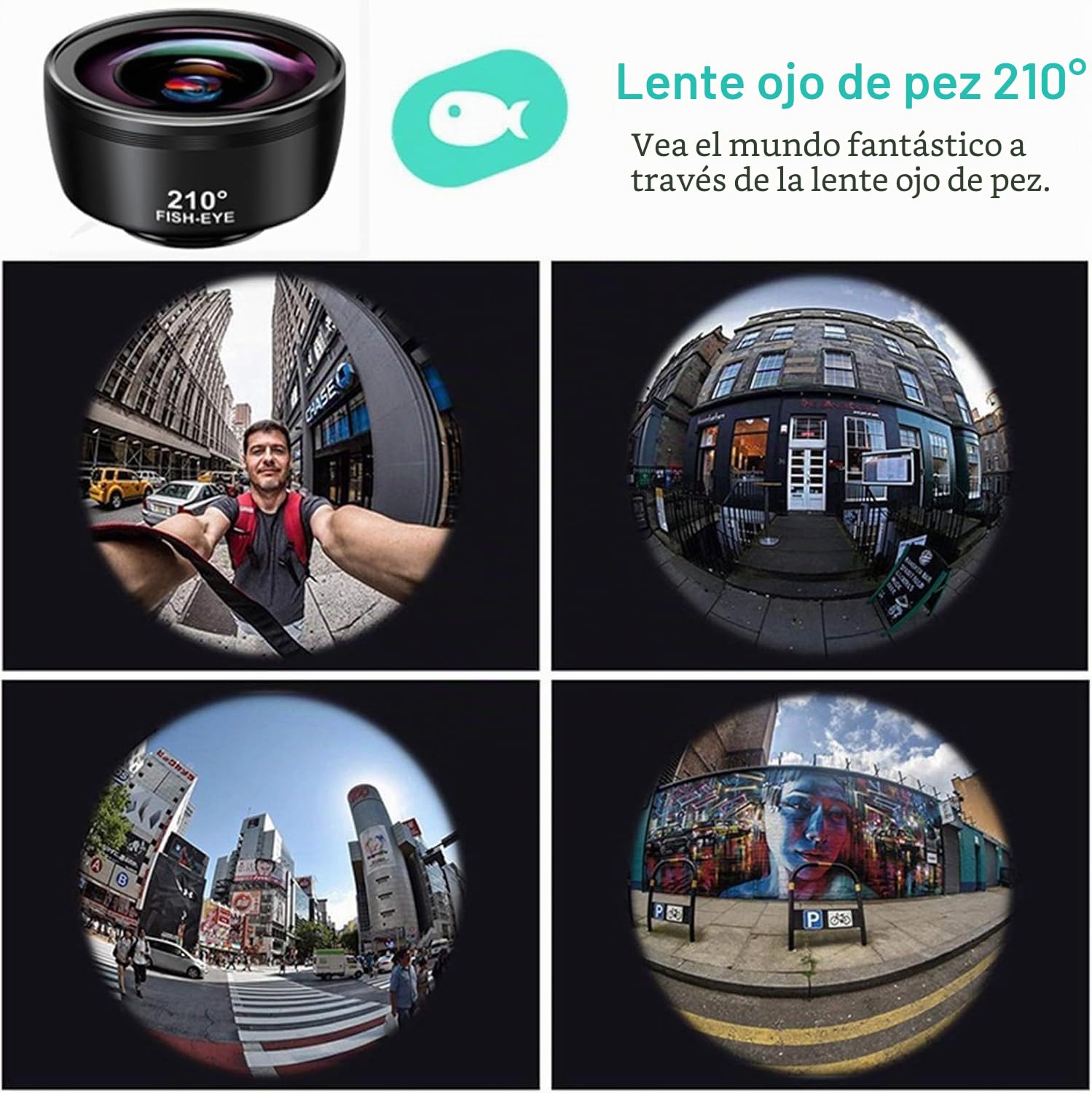 Lente de cámara de teléfono 7 en 1,lobjetivo Ojo de pez de 210°,Gran Angular de 120°,Objetivo Macro (25x),Filtro CPL/Star para iPhone Samsung y la mayoría de Smartphones (Black)