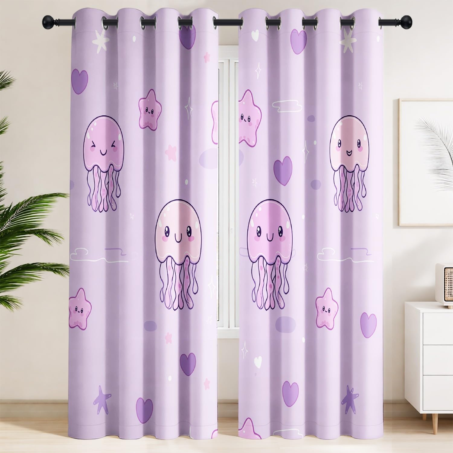 Rideaux occultants chambre enfant méduse | Isolation thermique 140x220 cm