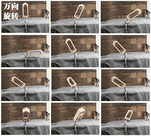 Miniatura 2 de ZHONGJIUYUAN Artesanía de cuero de madera, costura a mano, giratoria, cuero, cordones, costura, poni, horquilla, abrazadera para manualidades,