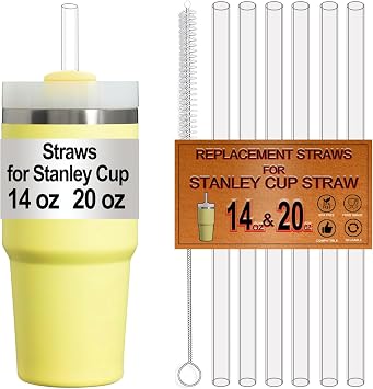 Replacement Straw Fit for Stanley Quencher 40oz 30oz 20oz Cup Tumbler, Reusable Straws with Cleaning Brush for Stanley Tumbler Accessories Replacement Straw For Stanley Cup 20oz