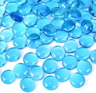 FUTUREPLUSX 5LB Light Blue Flat Glass Marbles, Vase Filler Beads Gems