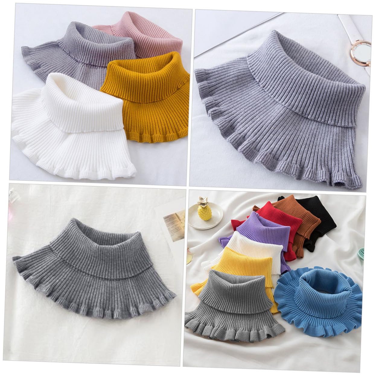 4piezas Cuello Calentador De Cuello Elástico Para Hombre y Mujer Multifunicional Uso Diario Aislante Térmico y Transpirable