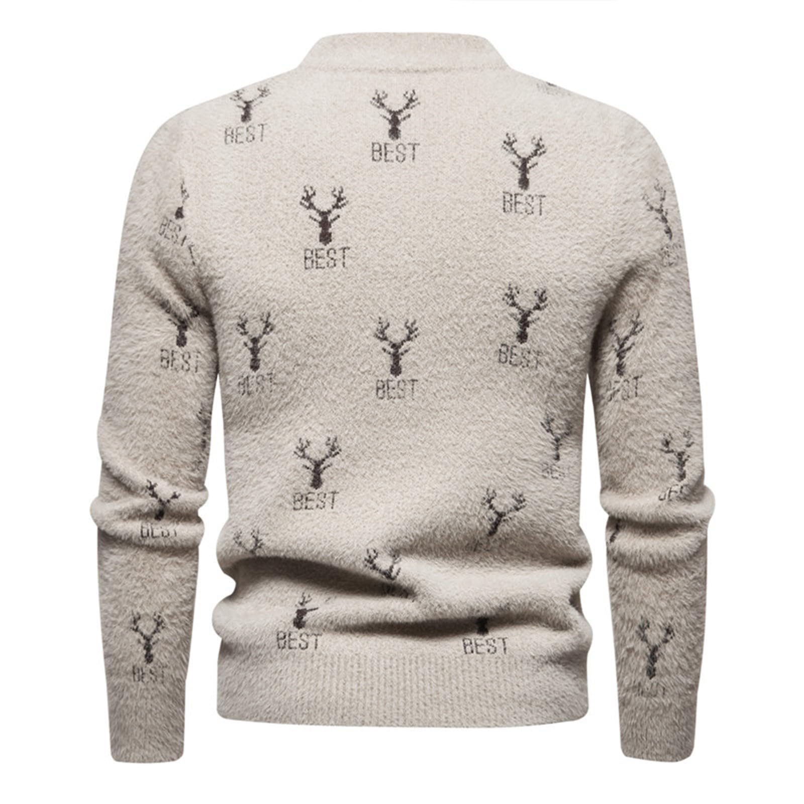 Maglioni Natalizi Uomo, Maglia di Natale Uomo Maglioni di Natalizio Brutti Maglione Natalizio Unisex a Maglia Grossa con Babbo Natale E Renna Maglioni di Natale Famiglia Christmas Jumper