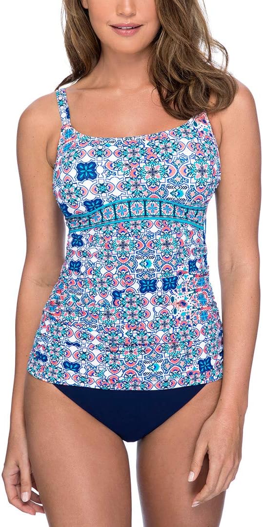 Profile by GottexWomen's Standard Keyhole Scoop Neck Tankini Top Swimsuit