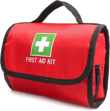 First Aid Bag Tote Empty Small First Aid Kit Bag Outdoor Travel Rescue Pouch First Responder Medicine Bag Pocket Container for Car Home Office Sport Outdoors Red Foldable Green Print