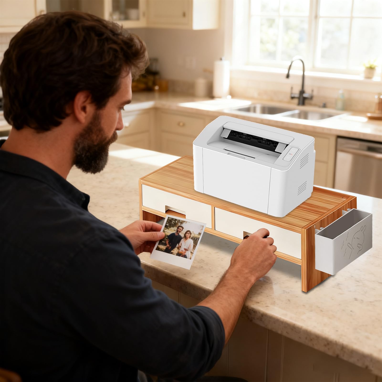 Alzaschermo Supporto Robusto Con Estensione Regolabile E Organizzatore | Alzatore Monitor Per Scrivania Computer Per Famiglia E Casa Uso Interno Studio Camera Da E Stanza