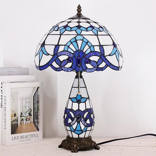 Miniatura 6 de Lámpara Tiffany de Mesa de Vidrio Emplomado 12X19 Pulgadas Jarrón Madre Hija Lámpara de Escritorio Acento Luz Nocturna para Dormitorio Mesita de