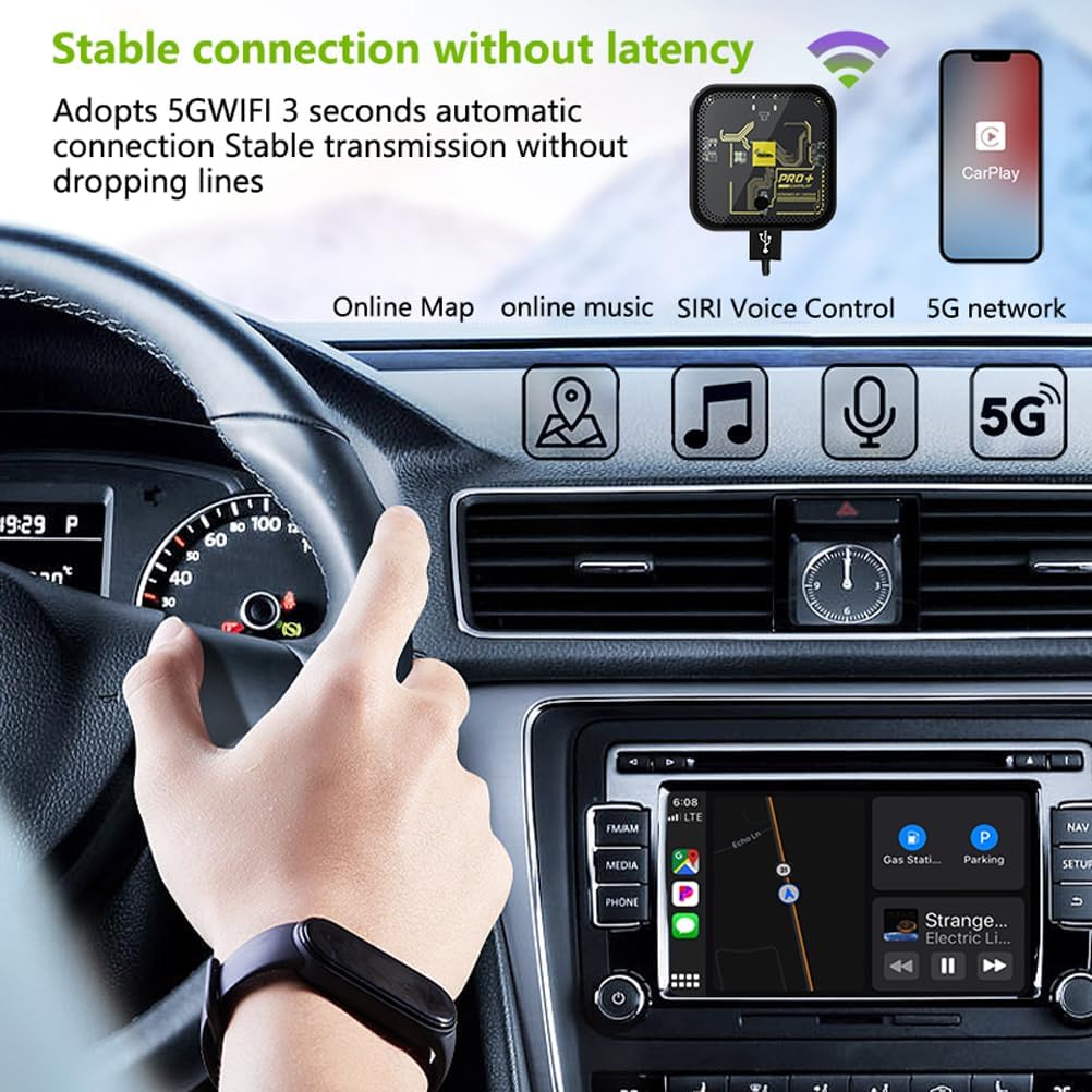 Wireless CarPlay Adapter for Apple iPhone, Android Auto Wireless Adapter for Samsung Galaxy/Motorola, 2025 Upgrade Plug & Play Fast Connection Car Play Smart Adapter (Clear)