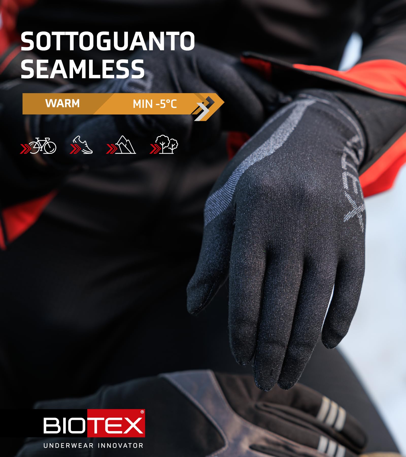 BIOTEX Subguanto Seamless para bicicletas, correr y caminar, ropa interior técnica deportiva, sin costuras, protección contra el frío