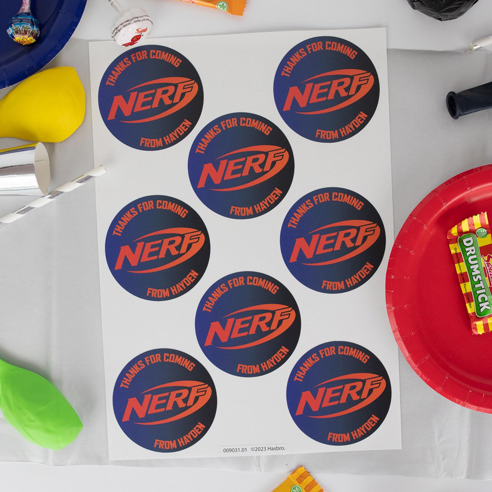 Stickerscape Nerf Party Labels - Personalised Party Bag Stickers and Favours