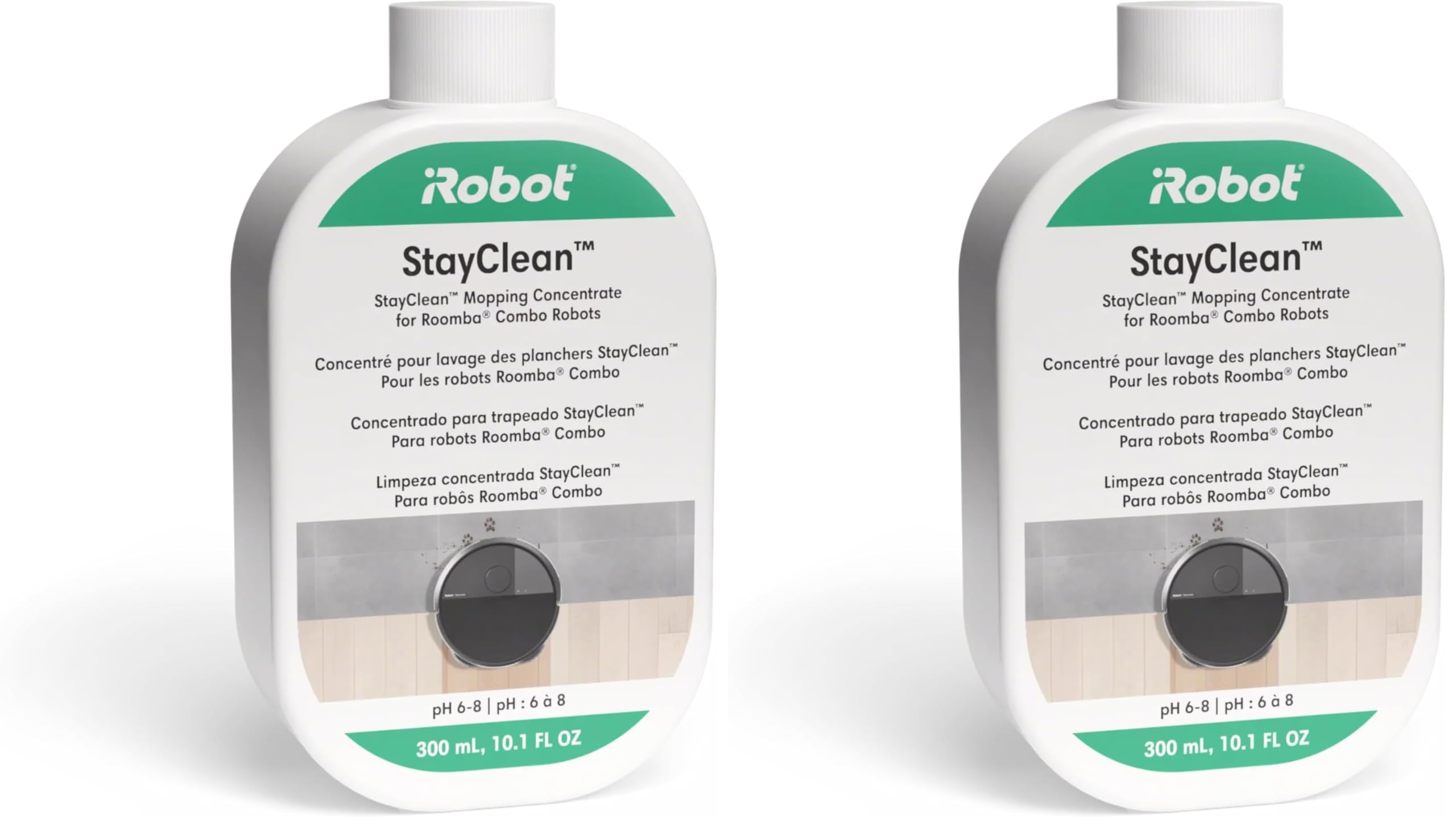 iRobot – Pièce de rechange d’origine – Concentré de nettoyage StayClean™ 300ml pour sols durs iRobot® pour les robots Roomba® 405/505 / 705 & 706 (Lot de 2)