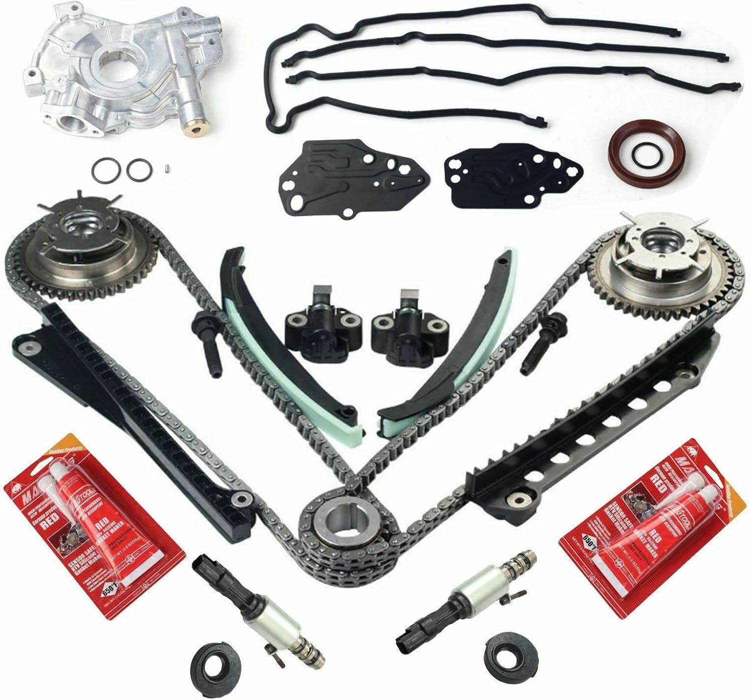 Amazon.co.jp VOWAGH タイミングチェーンキット カムフェイザー タイミング カバーシール付き + VCT ソレノイドバルブ