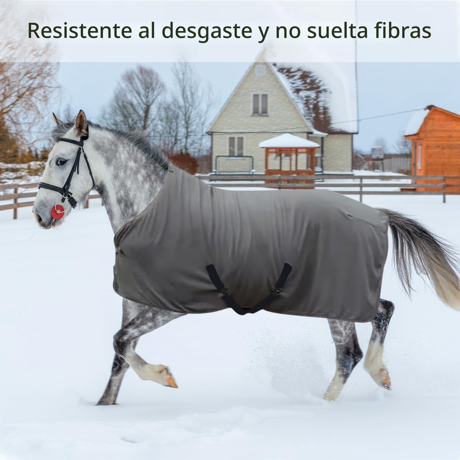 Manta de Invierno para Caballo, de Felpa Gruesa y Cálida, con Cinchas Cruzadas y Hebilla Pectoral Ajustables, Protección contra el Frío, Color Gris