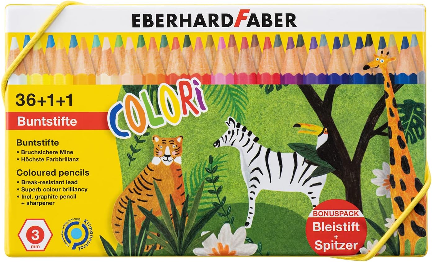 Eberhard Faber 514838 - Colori 38-piece coloured pencil set, pencil and sharpener in box included